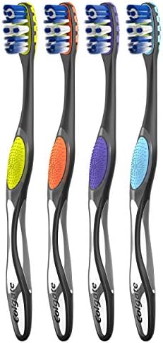 Colgate 360 Advanced Floss Tip Toothbrush, Soft Toothbrush for Adults, 4 Pack