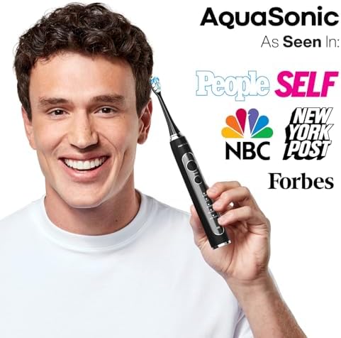 Aquasonic Duo Series PRO – Ultra-Whitening Electric Toothbrush Set – 5 Modes & Smart Timers – Premium Travel Cases & 10 Proflex Brush Heads – ADA Accepted Toothbrushes
