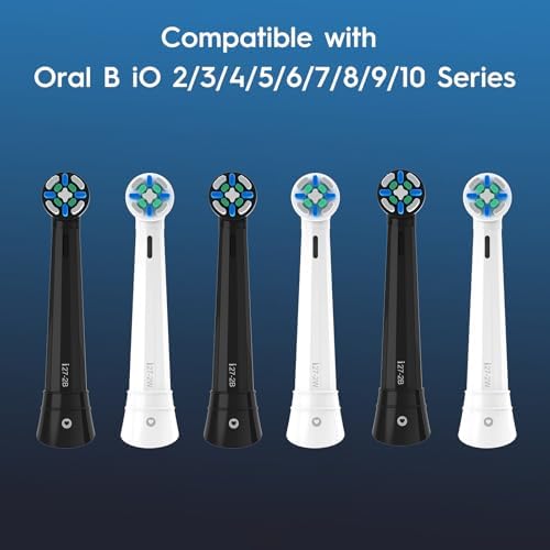 8 Pcs IO Replacement Heads Compatible with Oral B IO 2/3/4/5/6/7/8/9/10 Series Electric Toothbrush, Brush Heads Compatible with Oral B IO for Teeth Cleaning and Gum Protection (Black/White)