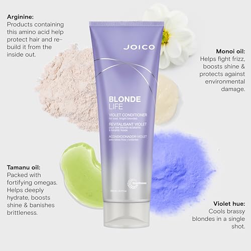 Joico Blonde Life Violet Conditioner | For Cool & Bright Blonde Hair | Neutralize Brassy Tones | Banish Yellow Tones | Boost Shine | Sulfate Free | With Monoi & Tamanu Oil