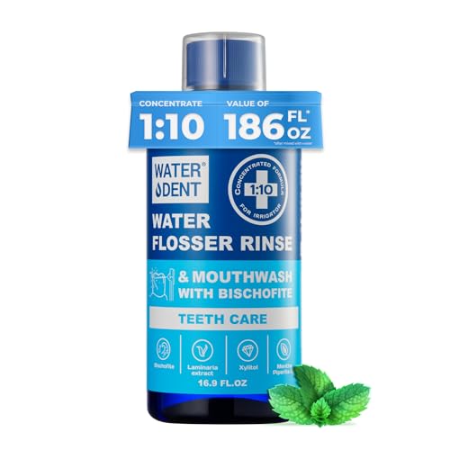 Concentrated Irrigant | Mouthwash for Water flosser | Add to Oral irrigator | Mint Flavor | When dilluted 186 fl.oz | Alcohol and Fluoride Free. Made in USA | Pack of 1 = 16.9 fl.oz WATER DENT