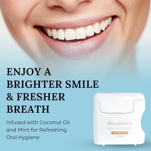 Coconut Oil Infused Thick Dental Floss 5 Pack, Coconut Mint Expanding Dental Floss, Oral Care Stretchable Floss, Tooth Floss for Plaque Removal and Gum Protection, 32 Yards x 5 Flossers