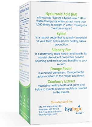Hyalogic HyaMints Breath Mints for Dry Mouth- Sugar Free Mint Flavor— Natural Breath Freshener w/Hyaluronic Acid, Cranberry Extract, Xylitol, Slippery Elm, Orange Pectin (60 Count)