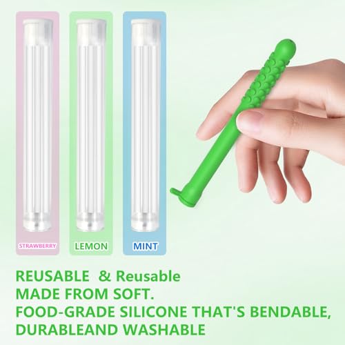 3PCS Chewable Essential Oil Breath Stick, Chewable Breather Stick for Fresh Breath, Portable Breath Freshener with 9 Replacement Cores, Chewable Essential Oil Breath Stick Travel-Friendly