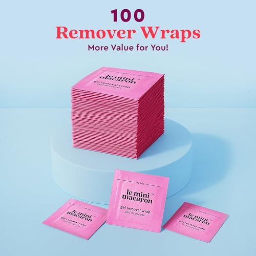 Le Mini Macaron Gel Nail Polish Remover Wraps | Easy, At-Home Soak Off Pads, Gel Polish Remover for Nails | Shellac Removal | Vegan, Cruelty-Free, 9-Free Formula - 100 Wraps