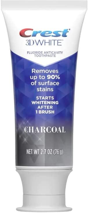 Crest 3D White Charcoal Teeth Whitening Toothpaste, Enamel Safe - 2.7 oz (76g) - Pack of 2