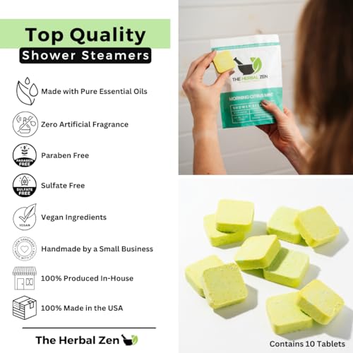 Citrus Shower Steamers Aromatherapy with Essential Oils, Made in the USA Shower Bombs, Shower Bomb Aromatherapy, Gifts for Women, Spa Day Gifts, Self Care Gift, Birthday Gifts, Mothers Day Gift