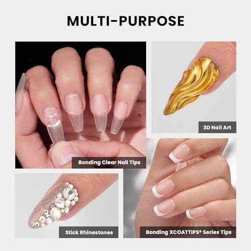 BTArtboxnails XCOATTIPS Solid Nail Glue Gel - 30g Gap-Filled Gel Nail Glue for Nail Tips Press on Nails, Upgrade Cure Needed UV Nail Gel for Acrylic Fake Nail