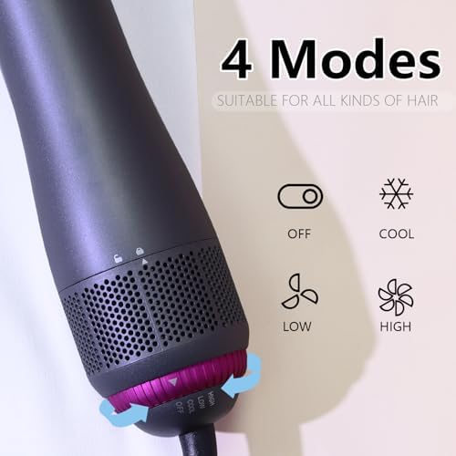 Hair Blow Dryer Brush 4-in-1, Blowout Brush, Multi Hair Styler Negative Ion Detachable Hair Dryer with Diffuser, Hot Air Brush, with Comb Brush for Women, Salon, Household