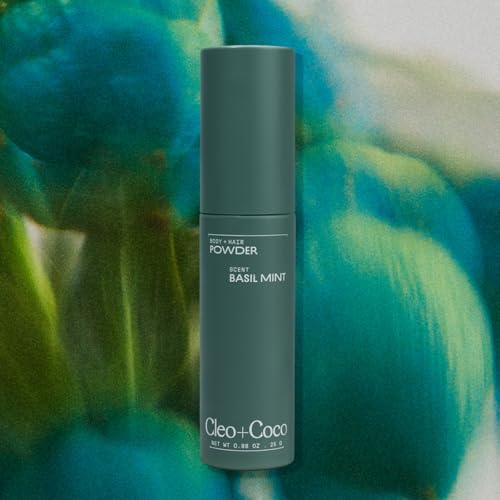 Cleo+Coco - Natural Dry Shampoo Powder - For Body & Hair - For Women - Absorbs Odor & Sweat - Essential Oils & Arrowroot Powder - Free of Talc & Parabens - PCR - Made in USA - Basil Mint - 4oz