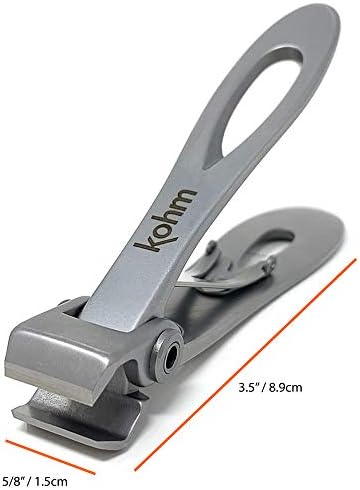 KOHM Nail Clippers for Thick Nails - Heavy Duty, Wide Mouth Professional Fingernail and Toenail Clippers for Men, Women & Seniors, Silver