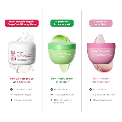 Briogeo Superfoods Acai + Passionfruit Lightweight Hydration Hair Mask – Deep Conditioner for Fine Hair, Boosts Shine & Softness, Weightless Moisture, Vegan & Cruelty-Free