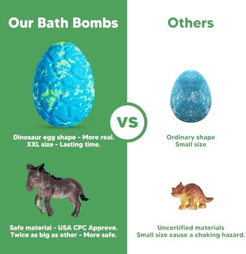 Kids Bath Bombs with Surprise Inside for Girls Boys Toddlers, 12 Pack Organic Bath Bombs for Kids with Farm Animals Toys Inside, Safe Handmade Bubble Bath Fizzy Dino Bath Bomb Easter Birthday Gift