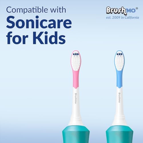 Brushmo Kids Replacement Toothbrush Heads, Compatible with Philips Sonicare for Kids HX6042 Click-on Electric Toothbrush Handles, 8 Standard Heads for Ages 7+, Ultra Soft Dupont Bristles, BM648-White