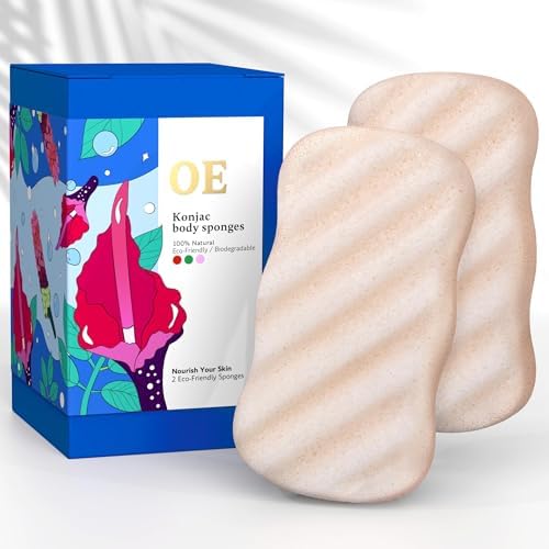 Konjac Body Sponge (2 Pack) | 100% Natural & Microplastic Free | Non-Toxic | Biodegradable | Eco-Friendly | Plastic Free Packaging