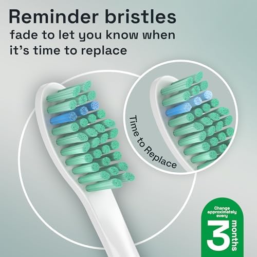 Brushmo e-Series Total Clean Replacement Toothbrush Heads, Compatible with Philips Sonicare Screw-on Electric Toothbrush Handles, 6 Standard Heads, Medium Firm Dupont Bristles, BM726, White