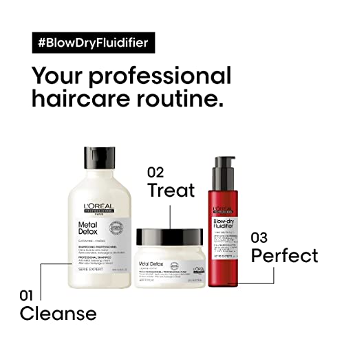 L'Oréal Professionnel Paris Fluidifier Heat Protectant - Multi-Benefit Leave-In Treatment For All Hair Types, Long-Lasting Blow-Dry and Frizz Protection