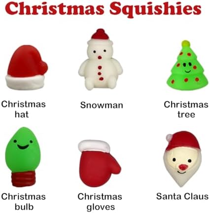 Jofan 6 Pack Christmas Bath Bombs Bubble with Christmas Squishy Toys Inside for Kids Girls Boys Women Christmas Stocking Stuffers Gifts