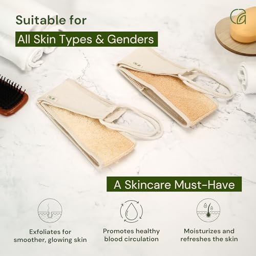 Chill Ah Premium Back Scrubber, Exfoliating Natural Loofah Multi-Function Back Scrubber for Shower, Gift for Mom