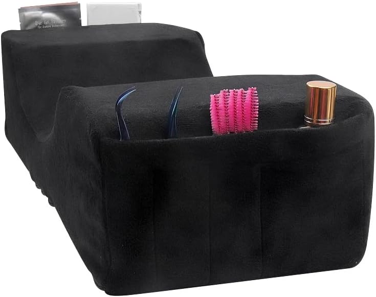 Lash Pillow Neck Support Eyelash Pillow Soft Grafting Eyelashes Memory Foam Eyelash Extension Pillow Makeup Salon with Pocket (Pink)