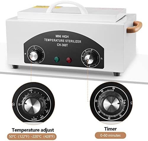 High Temperature Sterilizer Autoclave Machine 110V 300W Nail Tool Sterilizer Dry Heat Sterilizer Dental Tool Sterilizer esterilizador de manicura 1.5L Salon Equipment for Metal Tools with Handle