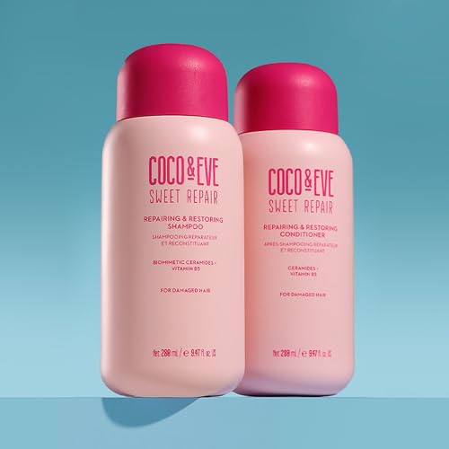 Coco & Eve Repair & Restore Shampoo & Conditioner Bundle. Hydrating & Strengthening Set for Damaged, Color Treated Hair. Deeply Nourish, Reduce Split Ends & Breakage for Healthy Hair. (18.94 Fl Oz)
