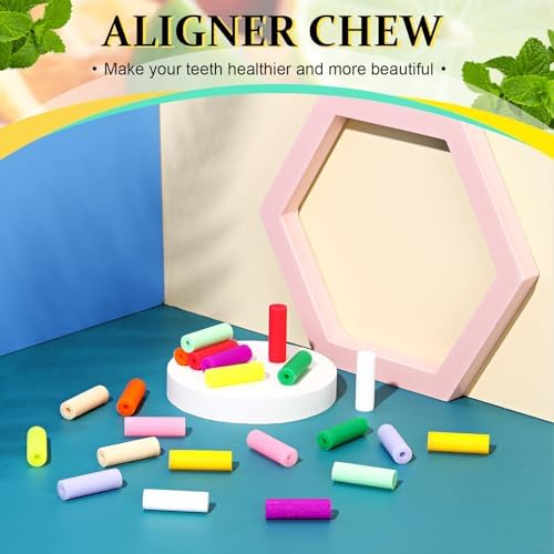 Konohan 110 Pcs Aligner Chew Orthodontic Chew for Aligner Tray Seaters Silicone Chompers Teeth Dental Invisible Accessories, 11 Colors and Flavors