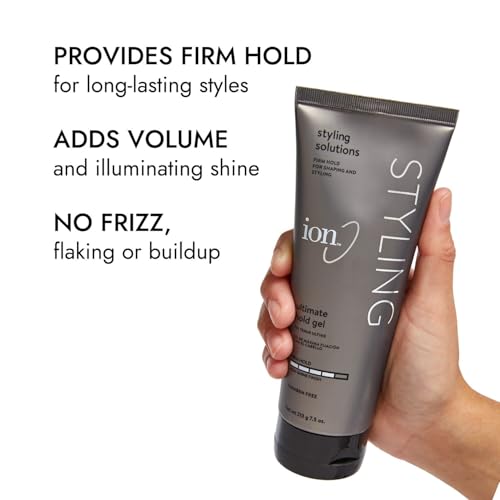 ion Styling Solutions Ultimate Hold Gel, Firm Hold Styling Gel, No Flaking, Paraben Free, 7.5 oz.