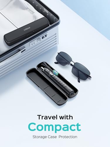 COSLUS Sonic Electric Toothbrush for Adults: 47000 VPM for Deep Cleaning & Whitening with Travel Case - 5 Modes for Sensitive Teeth & Braces, Wireless Charging, 6 Brush Heads for Home Family, Black