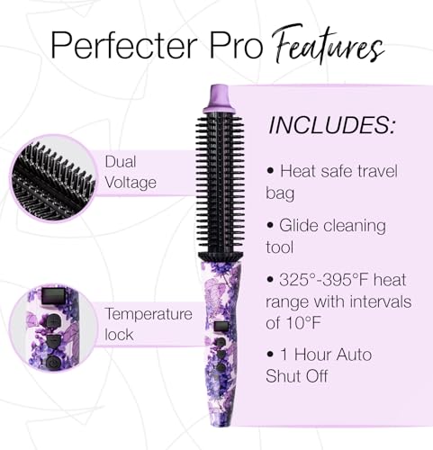 CALISTA Perfecter Pro Heated Round Brush | Lift, Volumize, and Style with No Heat Damage for Healthier-Looking Hair | 4 Sizes for Most Hair Types | Dual Voltage & Adjustable Temp (1.0, Rose Gold)