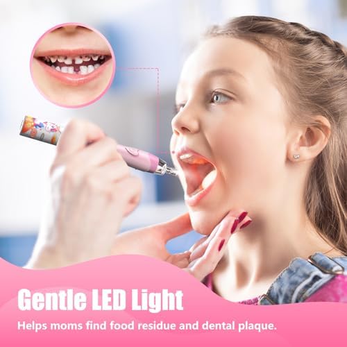Kids Electric Toothbrush Toddler Toothbrush Age 2-4-8-12 Electric Toothbrush Kids with Timer Rainbow LED Light Up Vibrating Toothbrush Battery Operated Childrens Girls Sonic Tooth Brush (Pink Unicorn)