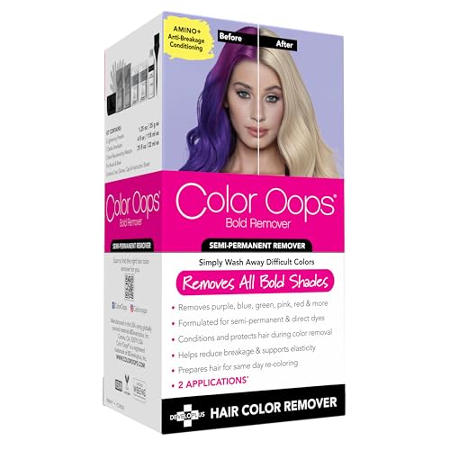 Color Oops Bold Remover, 2 Applications, Hair Dye Remover Safely Removes Direct Dyes and Semi Permanent Hair Color, Recolor The Same Day, Vegan & Cruelty Free