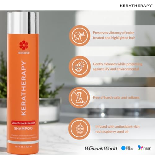 KERATHERAPY Keratin Infused Color Protect Shampoo, 10.1 fl. oz., 300 ml - Gluten Free Color Protecting Shampoo for Color Treated Hair with Kerabond Technology, Red Raspberry Oil, Omega 3 & 6
