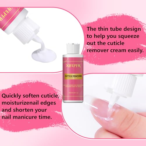Cuticle Remover Kit - 6.09 Oz Cuticle Remover Cream with Cuticle Trimmer, Cuticle Nipper, Cuticle Pusher, Cuticle Oil Pen for Professional Manicure Nail Cuticle Care Home DIY, Gifts for Women