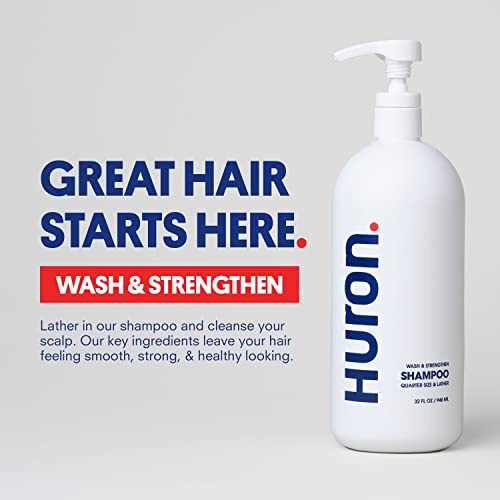 Huron Men's Fresh Scent Daily Shampoo - Keeps Hair Full & Strong - Nourishing Shampoo for Men's Hair with Argan Oil & Vitamins E and B7 - 32oz