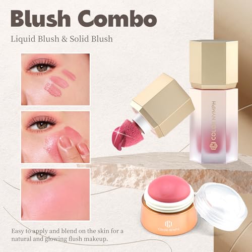 Color Nymph Face Makeup Kits, Makeup Gift Sets For Girls Make up Gift Sets For Women With Lipgloss Liquid Blush Solid Blusher Highlighters Contour Stick and Double-ended Brush -Special Edition