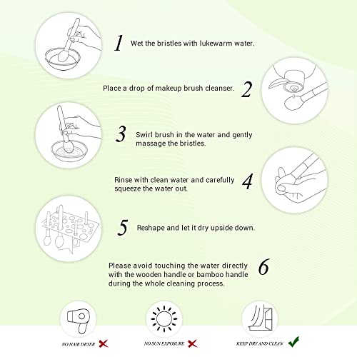 Jessup Professional Bamboo Makeup Brushes, Premium Synthetic Foundation Powder Concealer Blush Highlight Eye Blending Cosmetic Brush Set 25pcs T135