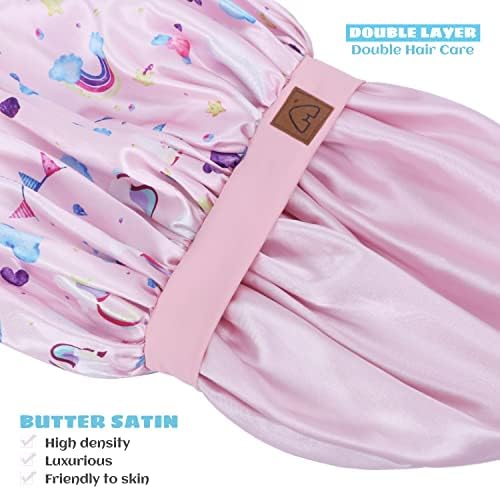 Hat Hut Kids Satin Bonnet Sleep Cap for Curly Hair - Adjustable Silk Hair Cap for Baby & Toddler