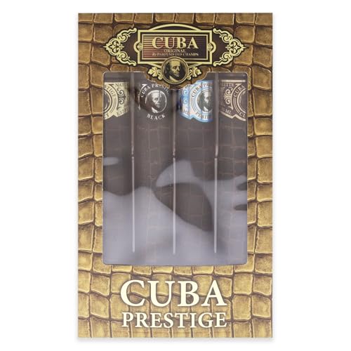 Cuba Prestige 4 Piece Gift Set for Men (Classic + Black + Platinum + Legacy) Eau De Toilette Spray 1.7 Ounce Each