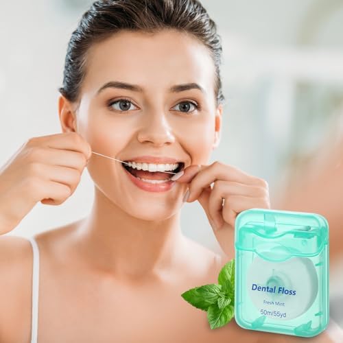 Honeydak 150 Pack Dental Floss Bulk Mint Flavored Floss 50m Each Travel Dental Floss Oral Care for Teeth and Gum Protection(Green)