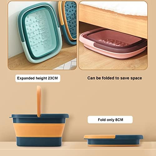 Collapsible Foot Bath Soak Tub with Handle: 15L/4 Gallons Extra Large Foot Soaking Tub - Portable Foot Bath Basin Foot Bucket for Soaking Feet - Pedicure Bowl (Green)