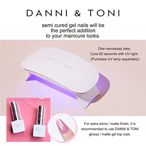 DANNI & TONI Semi Cured Gel Nail Strips French (Happy-Go-Lucky) Nude Gel Nail Stickers with White Tips 28 Stickers