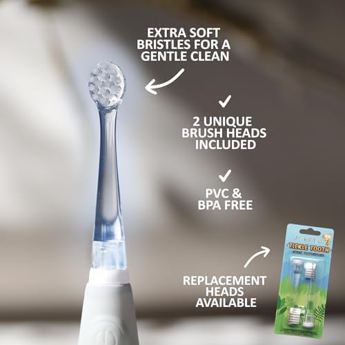 Jack N' Jill Tickle Tooth Toddler Toothbrush & Toothpaste Set - Baby Electric Toothbrush, Natural Toothpaste for Kids, Made for Tiny Teeth, Organic Fruit Flavor (Strawberry & Blueberry)