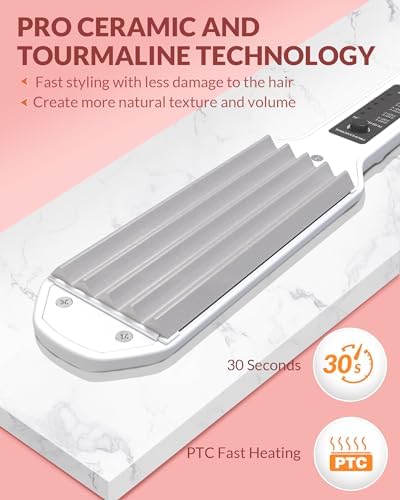 Hair Crimper for Women, Dmriektu Crimping Iron for Volumizing Fluffy Hairstyle, Crimper Hair Iron with Ceramic Hair Styling Tools for Women Girls Adjust Temp Dual Voltage Auto Off