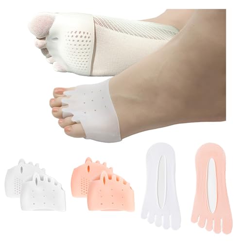 Hyggear Silicone Toe Separators with 2 Pairs Toe Socks for Women, Toe Straightener, Yoga Toes Toe Separators for Overlapping Toes to Foot Pressure Relief (2pairs toe separators + 2pairs toe socks)
