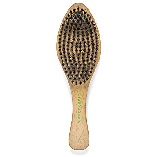 GranNaturals Medium Wave Brush & Smoothing Hair Brush - Curved Boar Bristle Hairbrush for 360 Waves & Slick Back Brush
