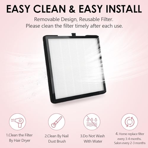 CoFashion Nail Dust Collector for Acrylic Nails Vacuum Machine, 80W Adjustable Vacuum, Electric Nails Filter for Manicure Nail Fan Dust Collector