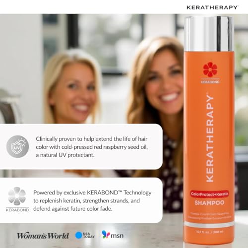 KERATHERAPY Keratin Infused Color Protect Shampoo, 10.1 fl. oz., 300 ml - Gluten Free Color Protecting Shampoo for Color Treated Hair with Kerabond Technology, Red Raspberry Oil, Omega 3 & 6