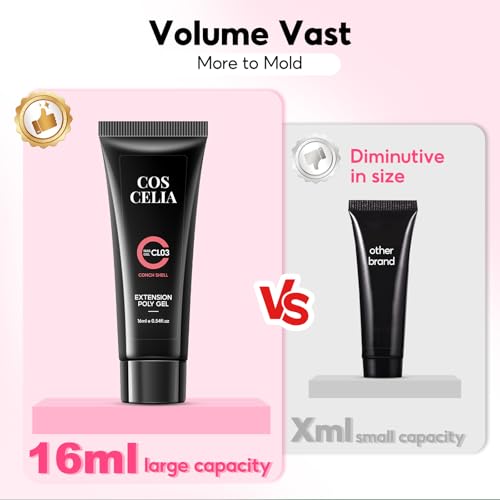COSCELIA Poly Nail Gel Kit Starter Kit 18pcs 16ML Poly Nail Extension Gel without Lamp for Beginners with Everything Nail Thickening Solutions Matte Top Coat Summer Colors DIY Gifts for Women