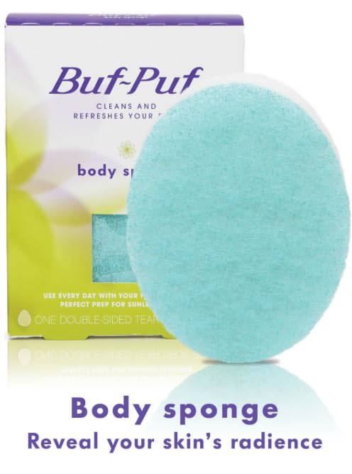 Buf-Puf Body Sponge, Bath Sponge, Dermatologist Developed, Cleanses Skin of Dirt, and Excess Oil, Reusable, Exfoliating, 5 Count